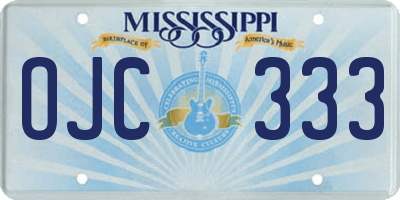 MS license plate OJC333