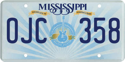 MS license plate OJC358