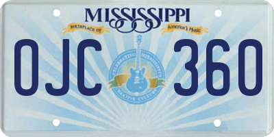 MS license plate OJC360