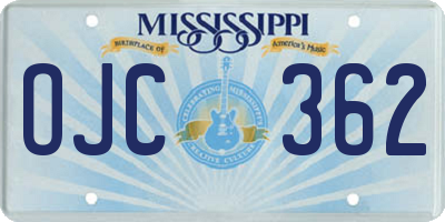 MS license plate OJC362