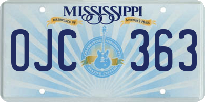 MS license plate OJC363