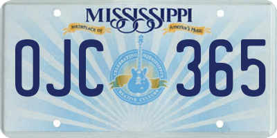 MS license plate OJC365