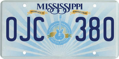 MS license plate OJC380