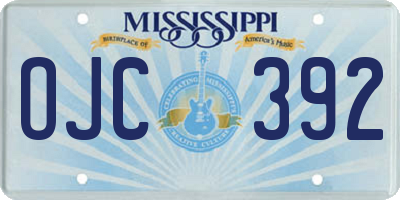 MS license plate OJC392