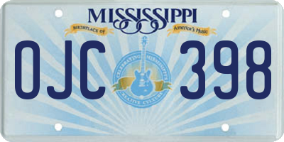 MS license plate OJC398