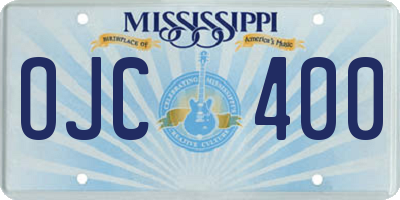 MS license plate OJC400