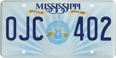 MS license plate OJC402