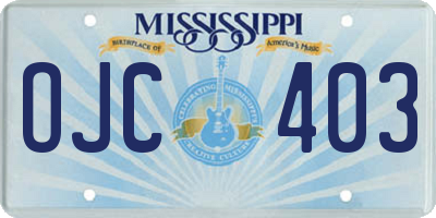 MS license plate OJC403