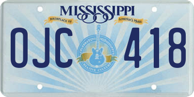 MS license plate OJC418