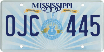 MS license plate OJC445