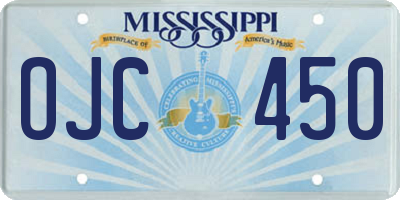 MS license plate OJC450