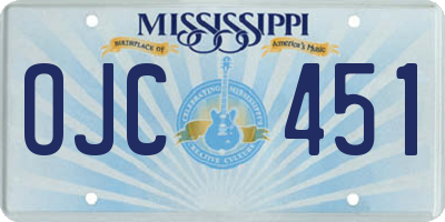MS license plate OJC451