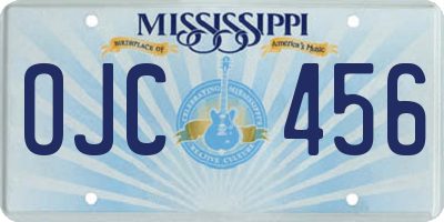 MS license plate OJC456