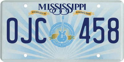 MS license plate OJC458