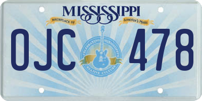MS license plate OJC478