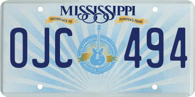MS license plate OJC494