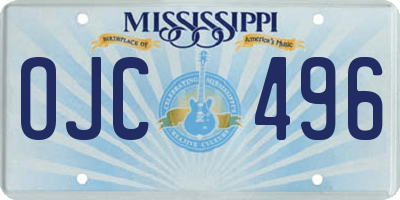 MS license plate OJC496
