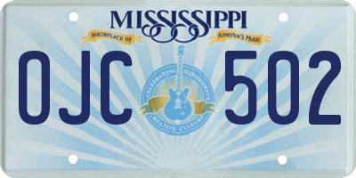 MS license plate OJC502
