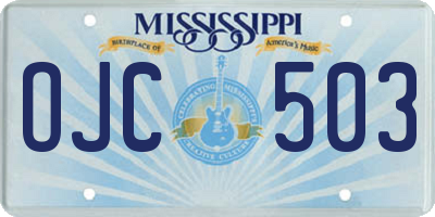 MS license plate OJC503