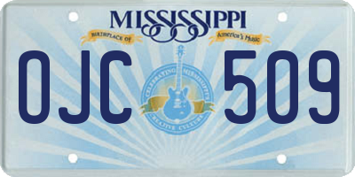 MS license plate OJC509