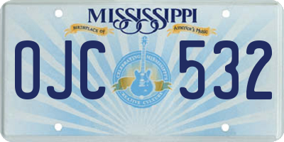 MS license plate OJC532