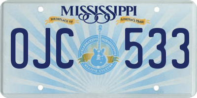 MS license plate OJC533