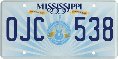 MS license plate OJC538