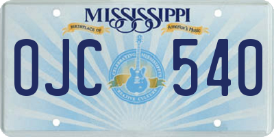 MS license plate OJC540