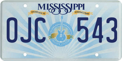 MS license plate OJC543