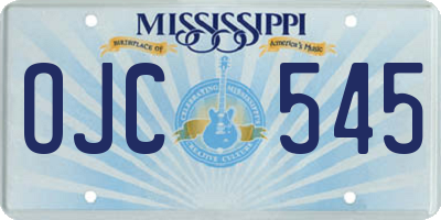 MS license plate OJC545