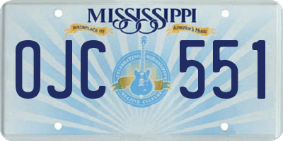 MS license plate OJC551