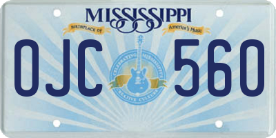 MS license plate OJC560