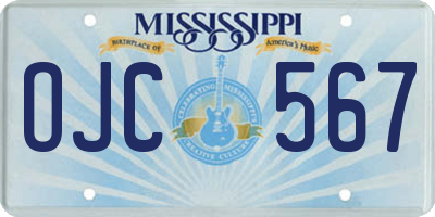 MS license plate OJC567