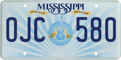 MS license plate OJC580