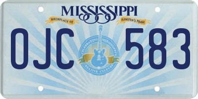 MS license plate OJC583