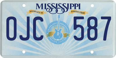 MS license plate OJC587