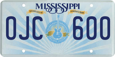 MS license plate OJC600