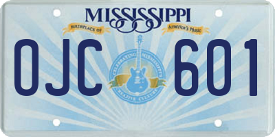 MS license plate OJC601