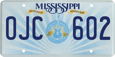 MS license plate OJC602