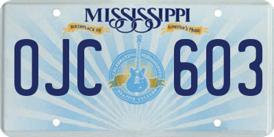 MS license plate OJC603