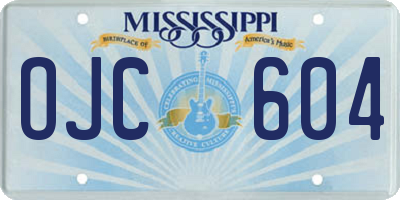 MS license plate OJC604
