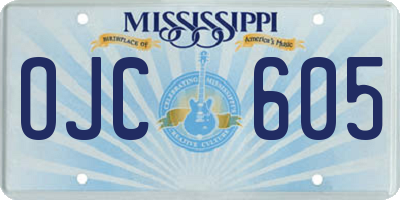 MS license plate OJC605