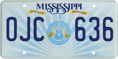 MS license plate OJC636