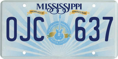 MS license plate OJC637