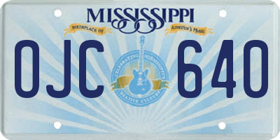 MS license plate OJC640