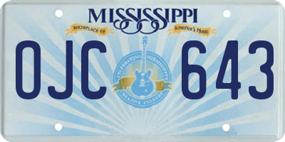 MS license plate OJC643