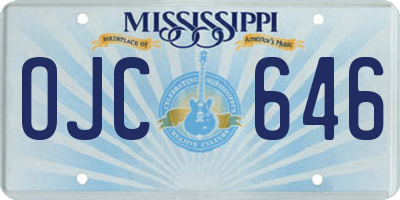 MS license plate OJC646