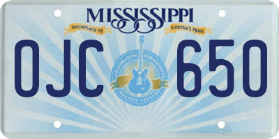 MS license plate OJC650