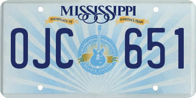 MS license plate OJC651