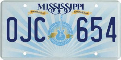 MS license plate OJC654